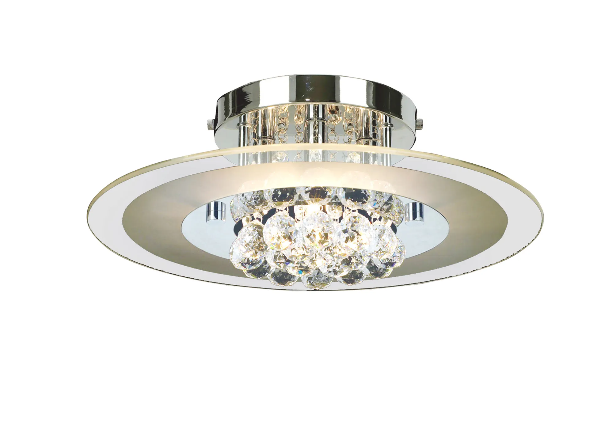 IL30021  Delmar Crystal  Flush Ceiling Round 4 Light Polished Chrome
